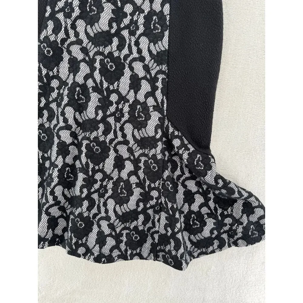 Maeve Anthropologie Black White Lace Dress Stretch Sleeveless Dark Coquette S